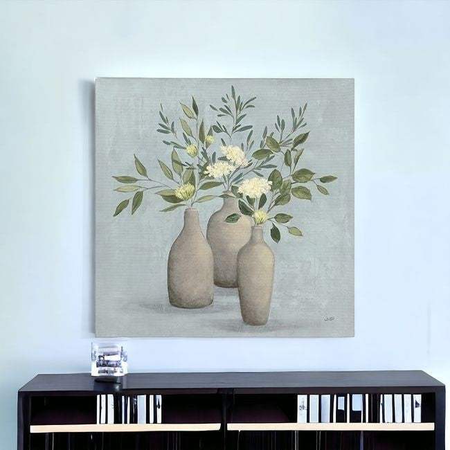 Pretty Bohemian Flowers In Ceramic Vases Unframed Print Wall Art - Image 2