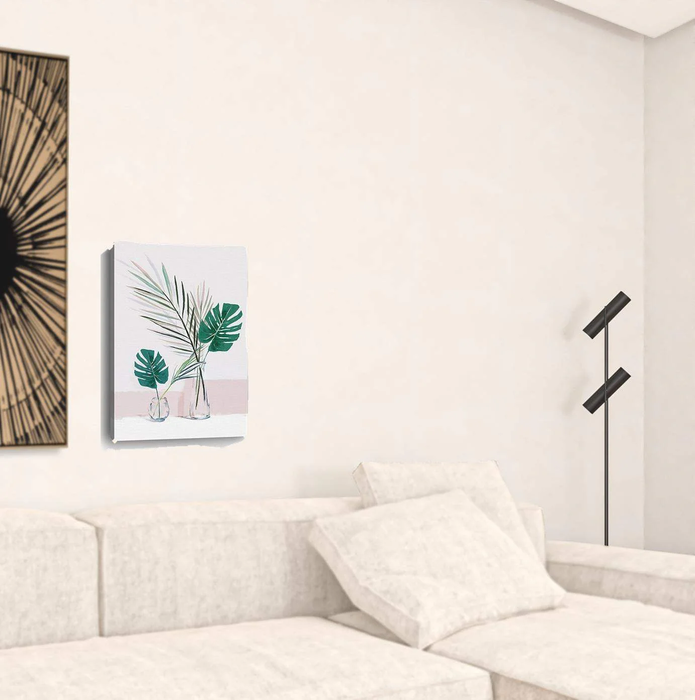 Pretty Green Foliage Leaves Pink Unframed Print Wall Art - Image 3