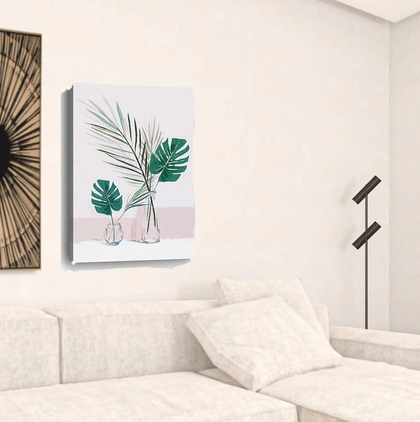 Pretty Green Foliage Leaves Pink Unframed Print Wall Art - Image 3