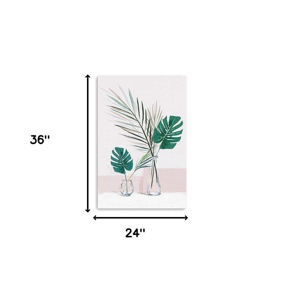 Pretty Green Foliage Leaves Pink Unframed Print Wall Art - Image 5