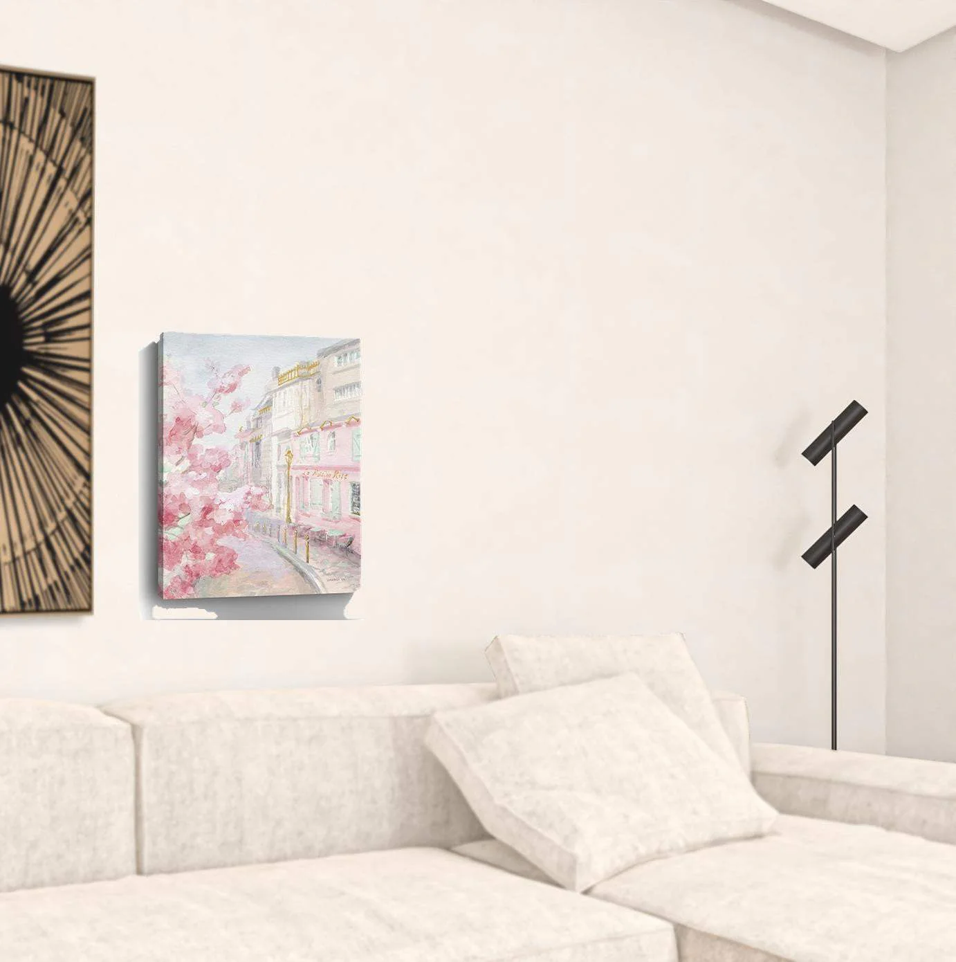 Pretty Pastel Pink Paris Street Unframed Print Wall Art - Image 3