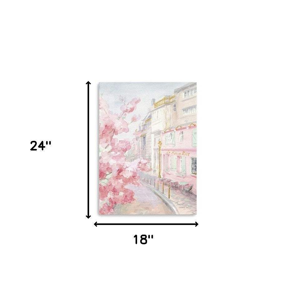 Pretty Pastel Pink Paris Street Unframed Print Wall Art - Image 5