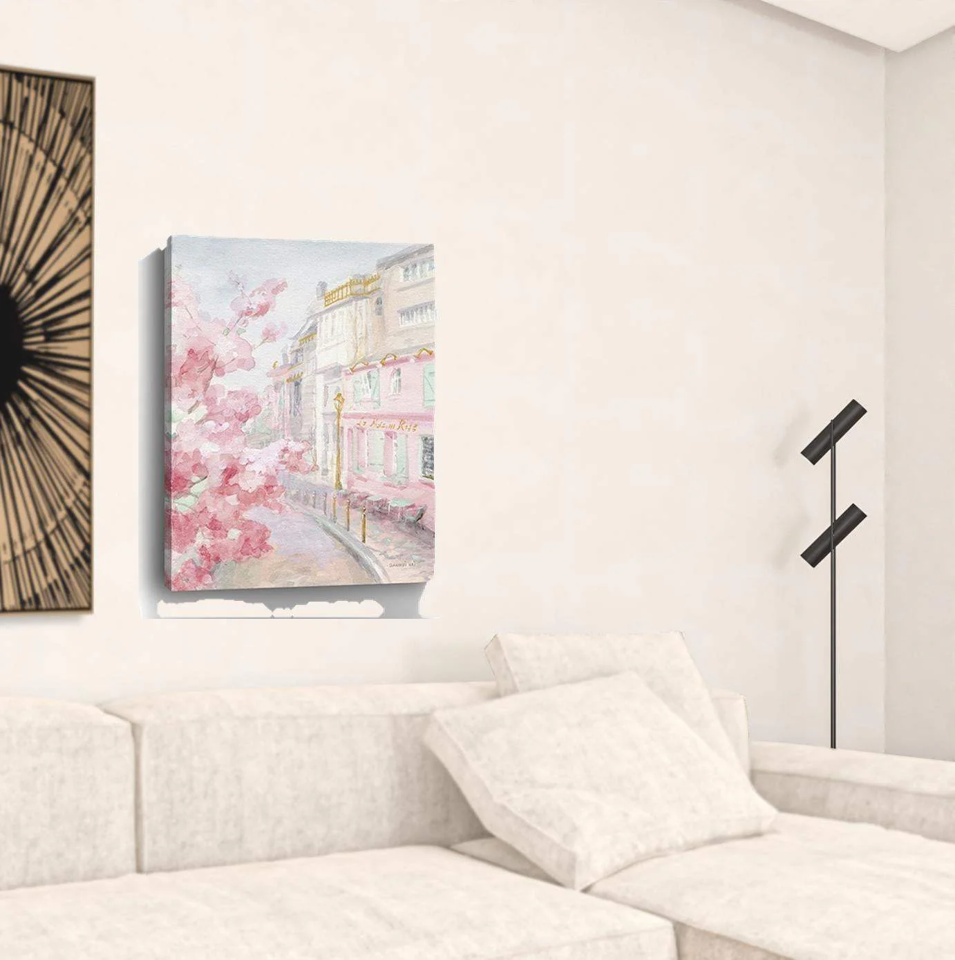Pretty Pastel Pink Paris Street Unframed Print Wall Art - Image 3