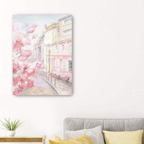 Pretty Pastel Pink Paris Street Unframed Print Wall Art - Image 4
