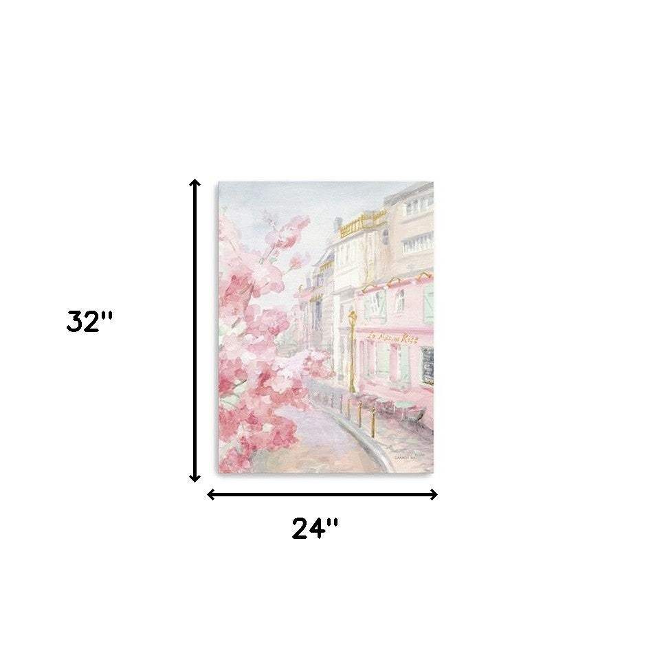 Pretty Pastel Pink Paris Street Unframed Print Wall Art - Image 5