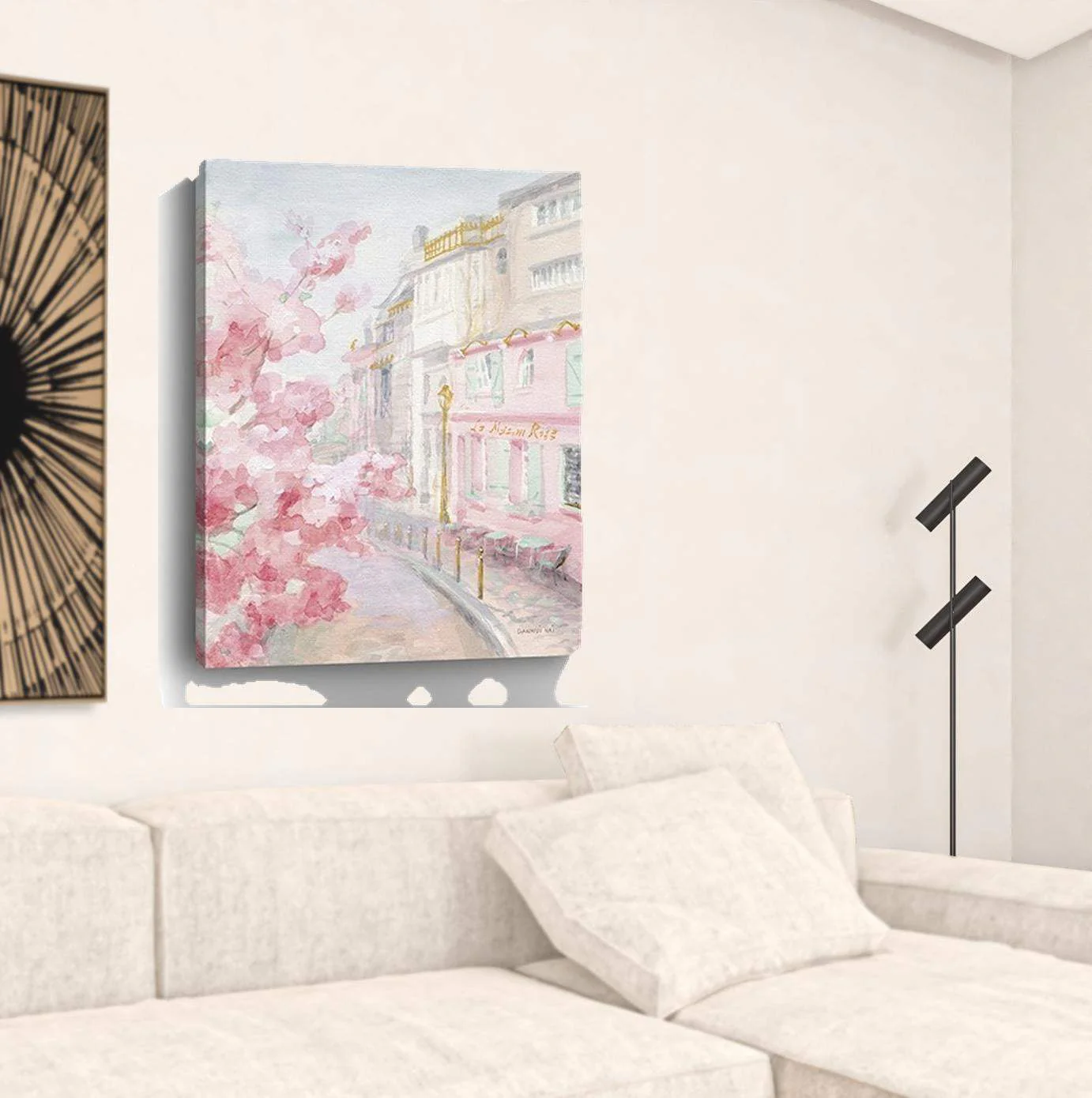 Pretty Pastel Pink Paris Street Unframed Print Wall Art - Image 3
