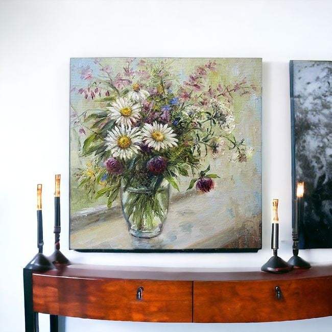 Pretty Vase Of Flowers Unframed Print Wall Art - Image 3