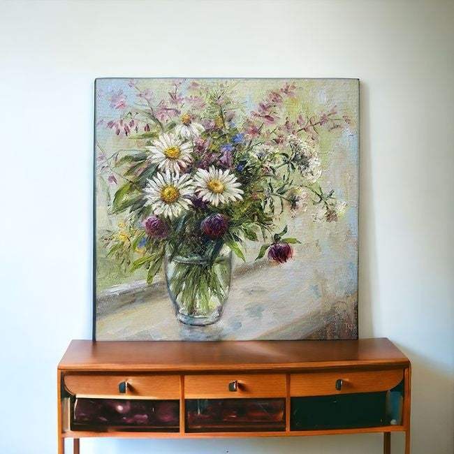 Pretty Vase Of Flowers Unframed Print Wall Art - Image 3