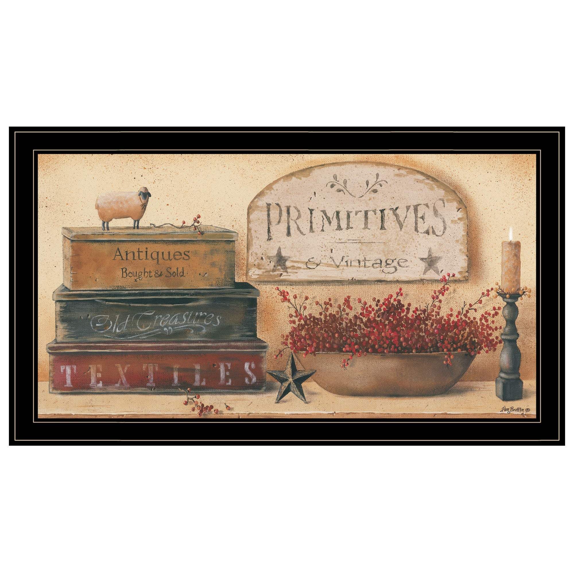 Primitives and Vintage III Black Framed Americana Print Wall Art - Image 2