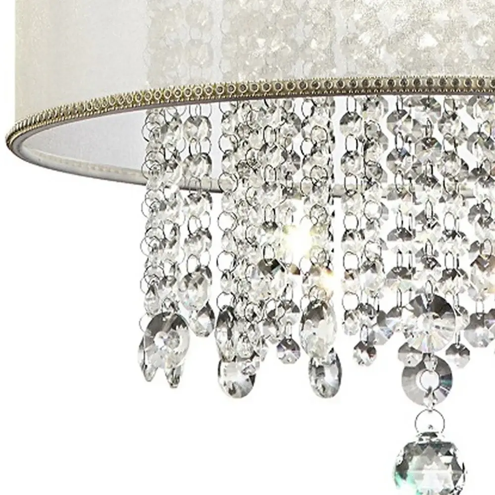 Primo Gold Finish Ceiling Lamp with Crystal Accents and White Shade - Image 3