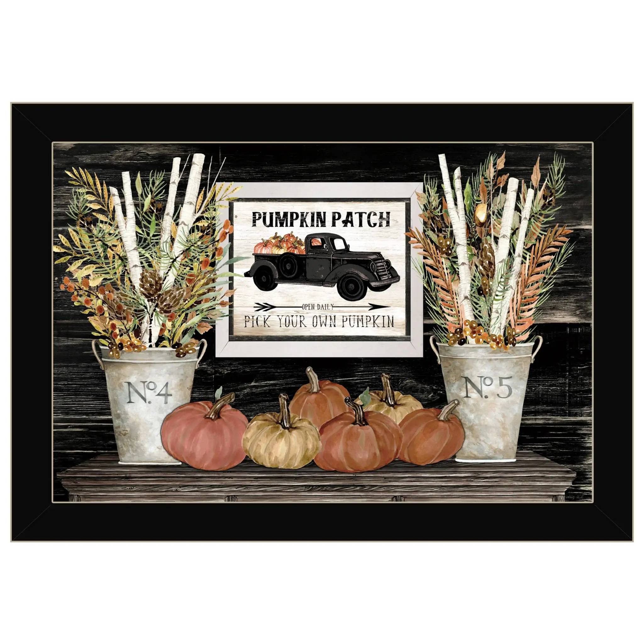 Pumpkin Patch Still Life 1 Black Framed Print Wall Art - Image 2