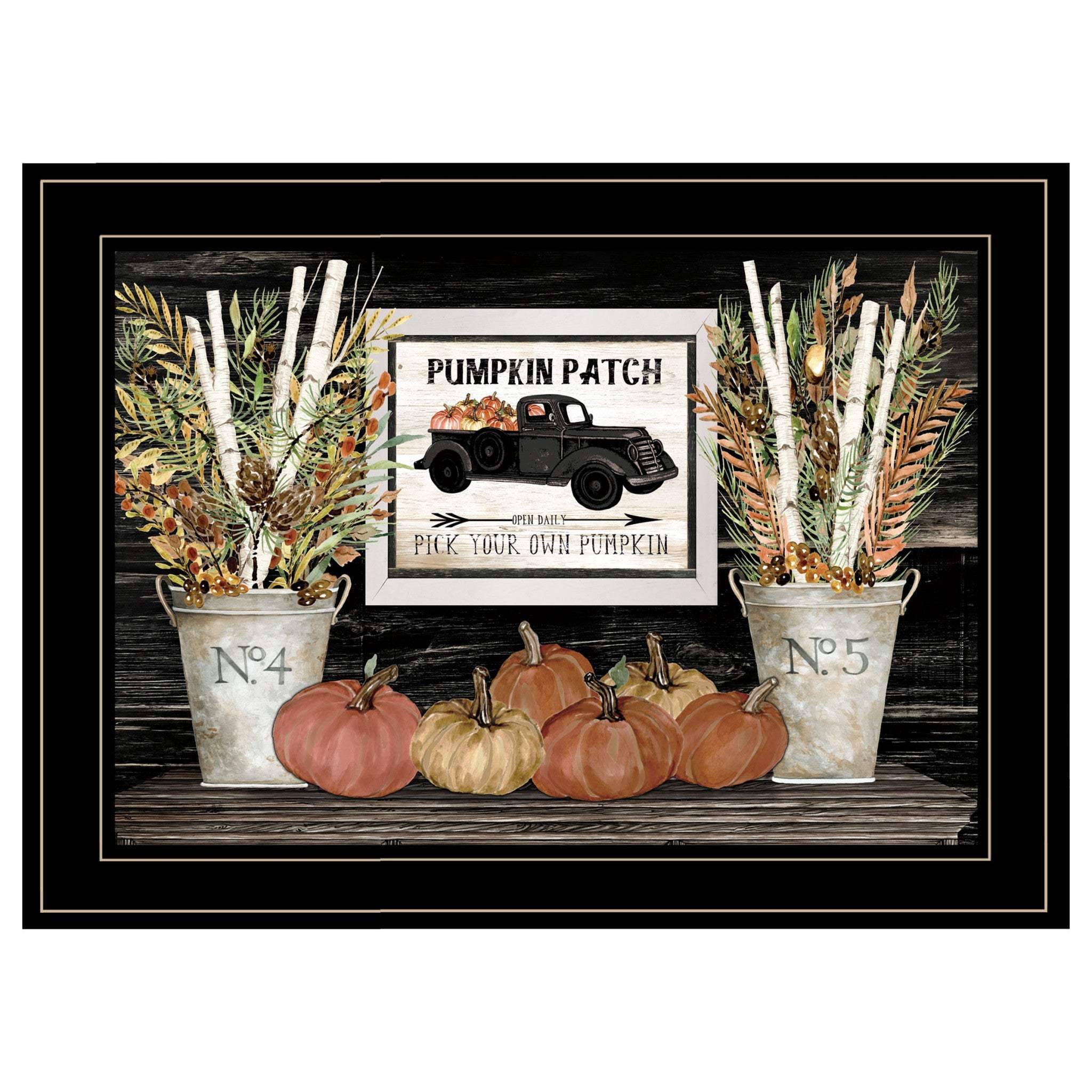Pumpkin Patch Still Life 3 Black Framed Print Wall Art - Image 2