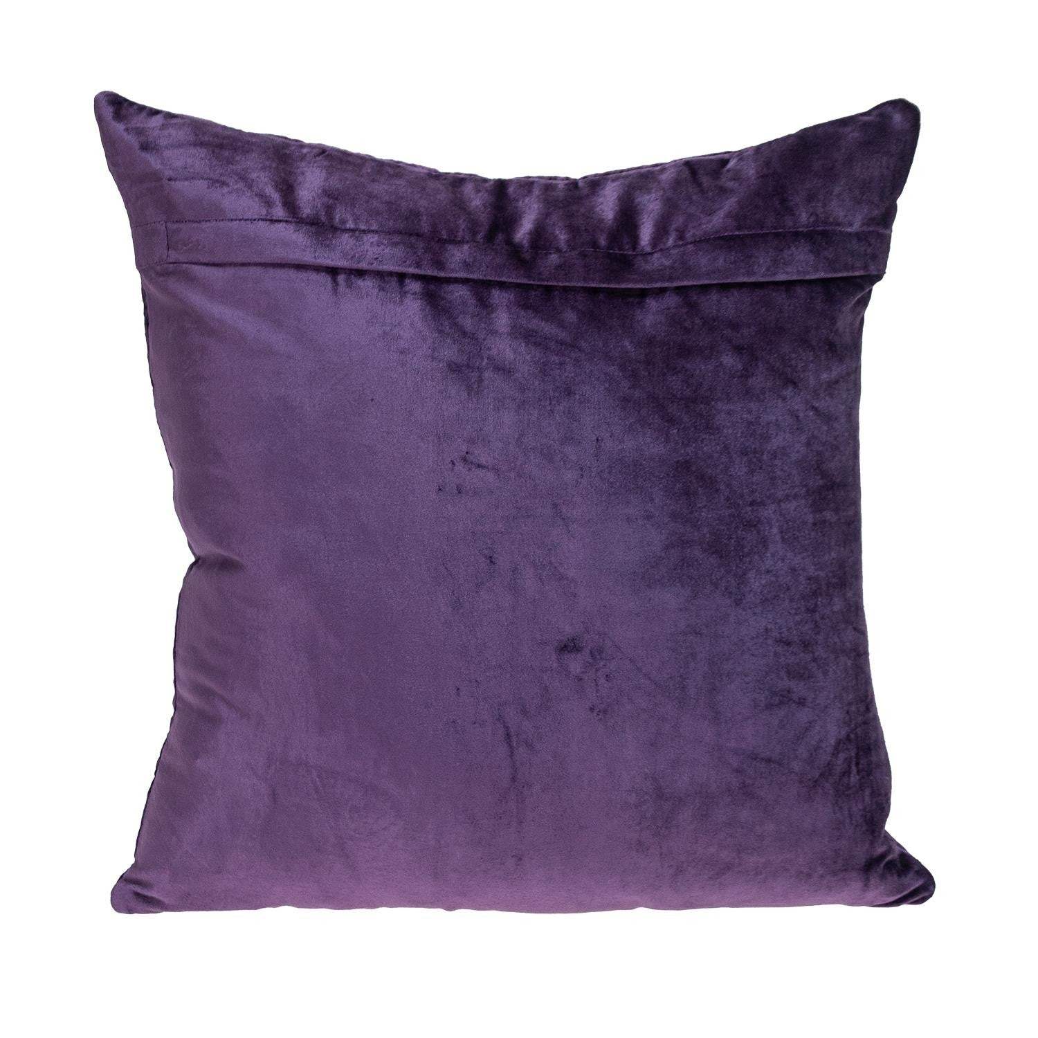 Purple Chunky Geo Stitched Velvet Decorative Throw Pillow - Image 3
