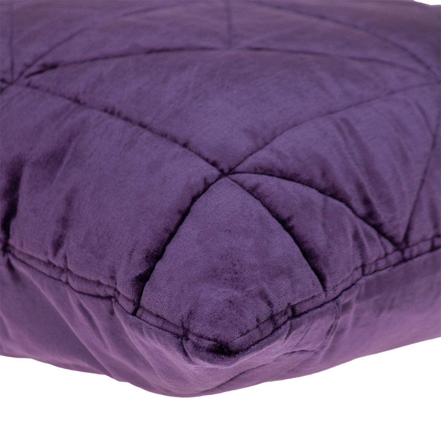 Purple Chunky Geo Stitched Velvet Decorative Throw Pillow - Image 5