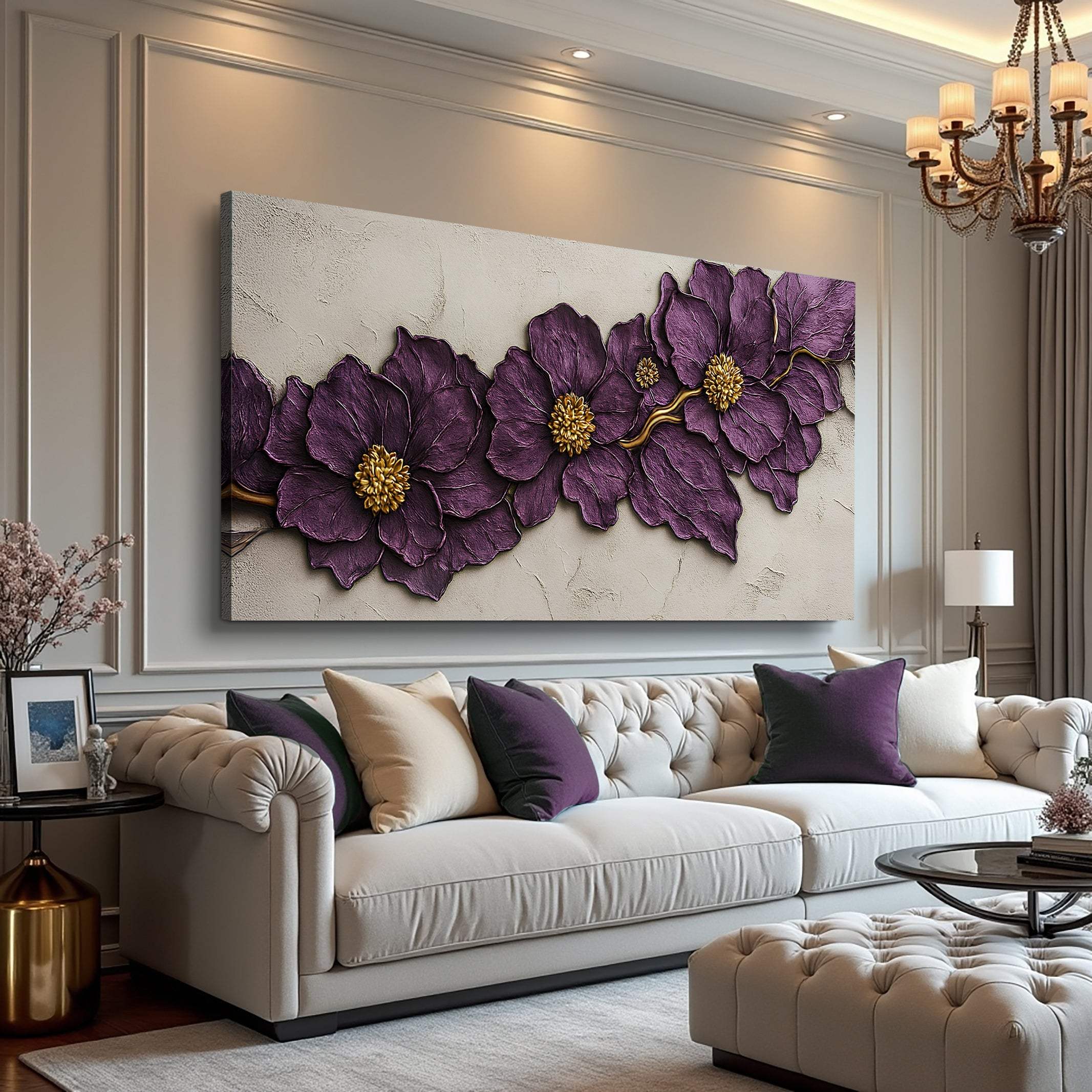 Purple Flower Plaster Wall Art - Image 2