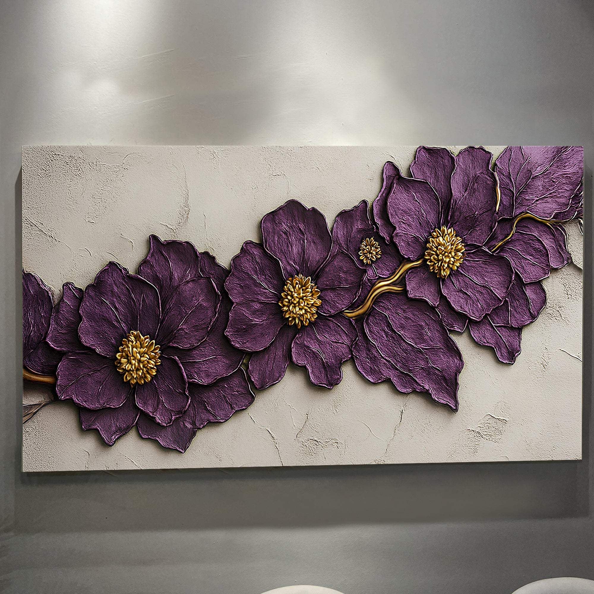 Purple Flower Plaster Wall Art - Image 4
