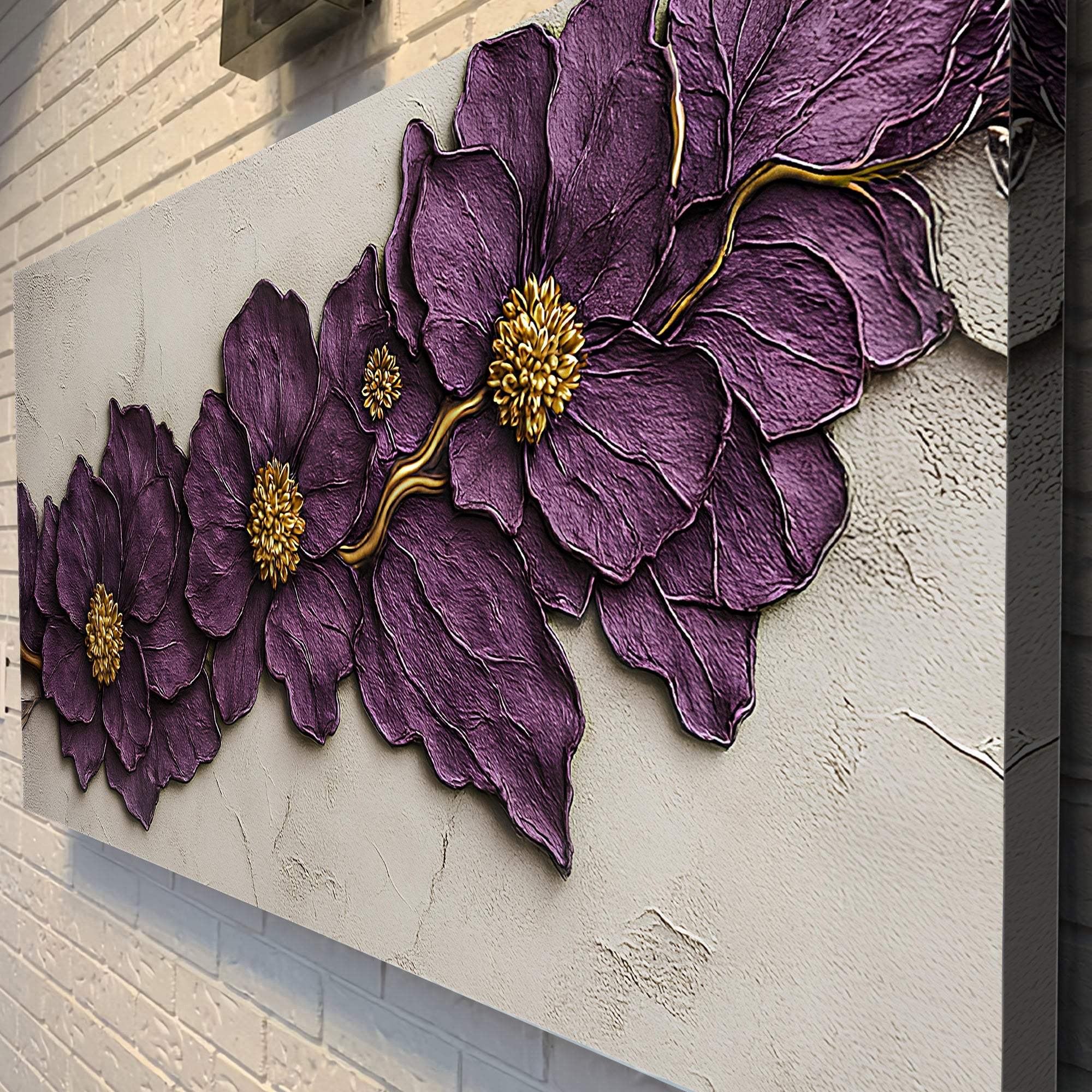Purple Flower Plaster Wall Art - Image 5