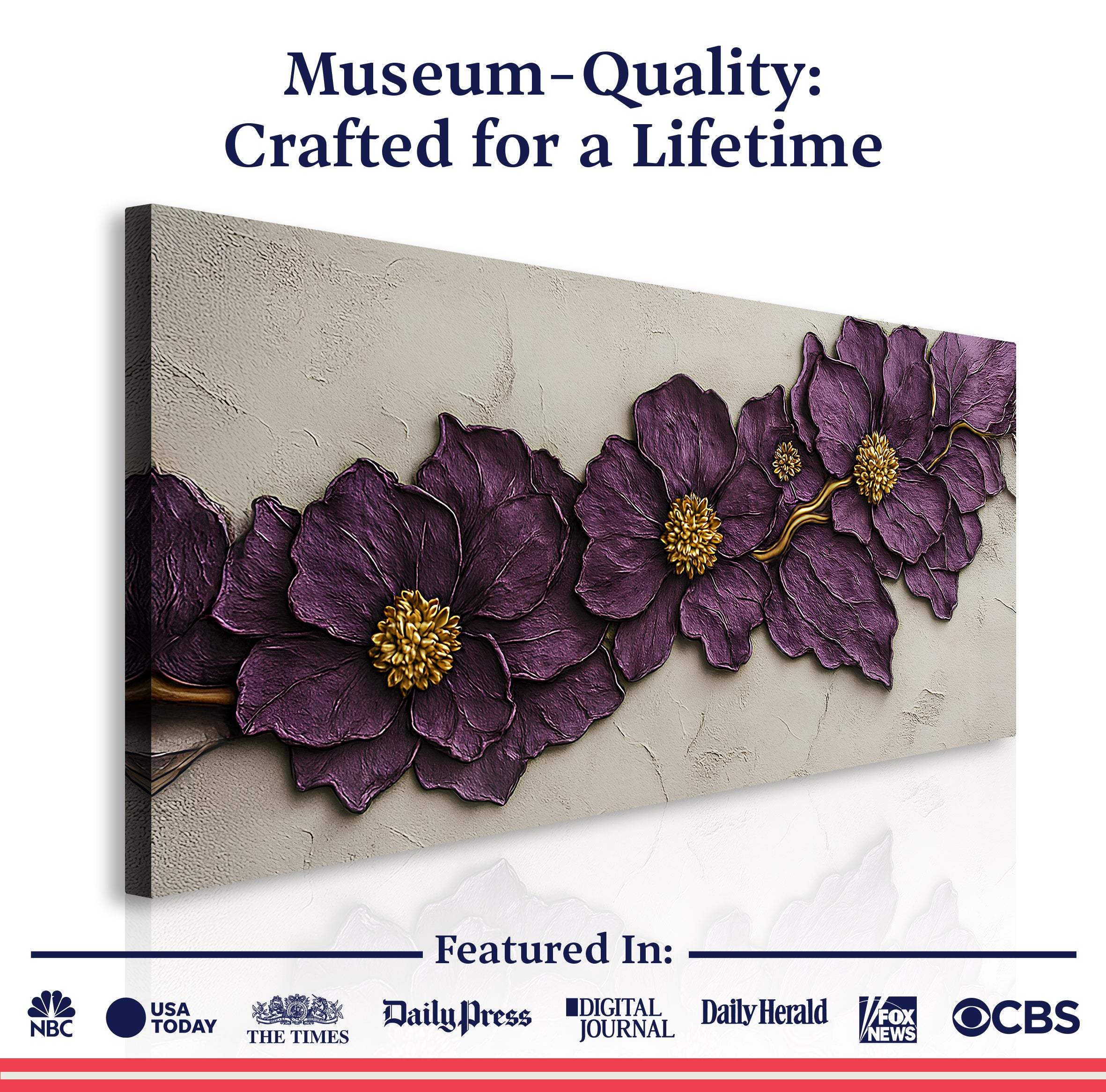 Purple Flower Plaster Wall Art - Image 6