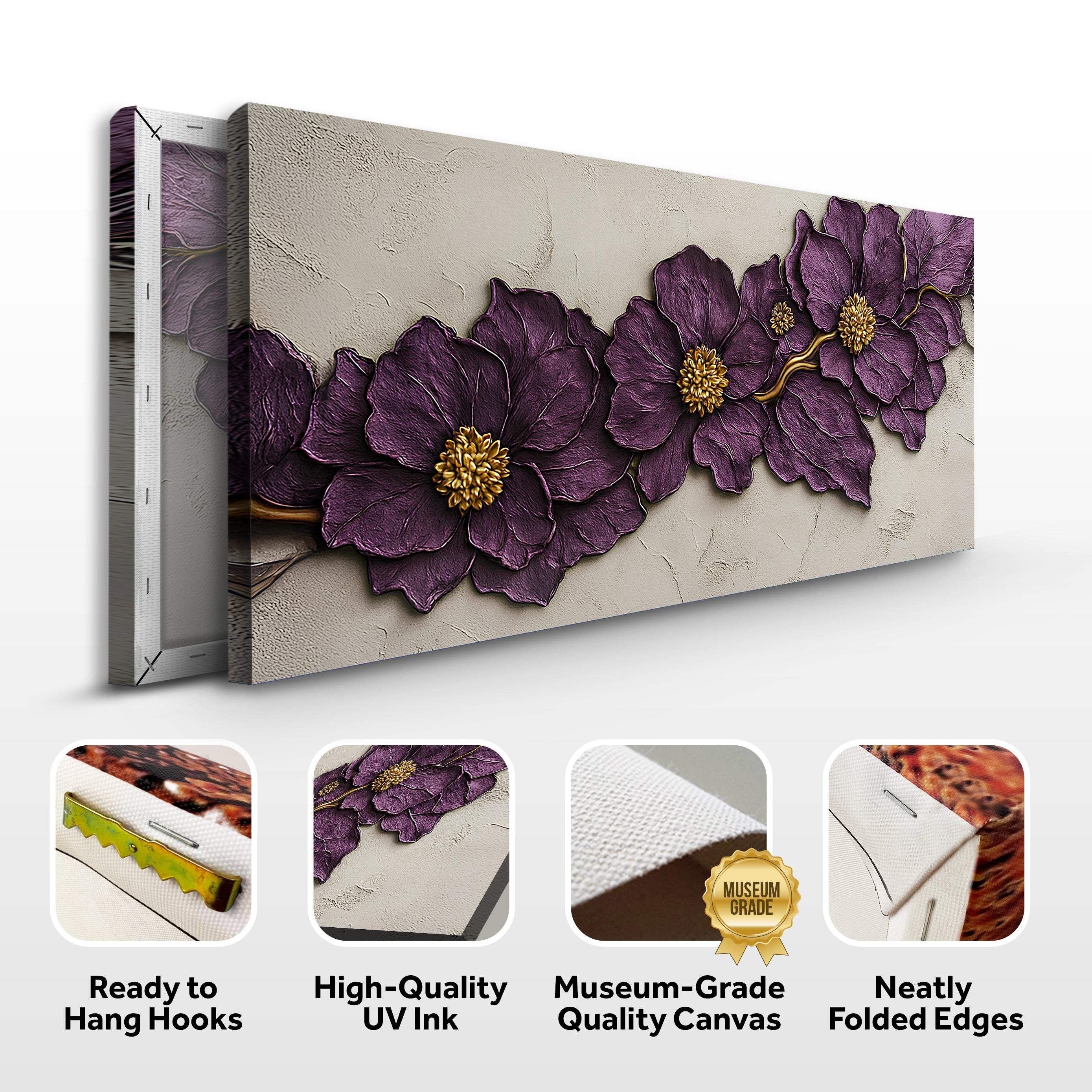 Purple Flower Plaster Wall Art - Image 8