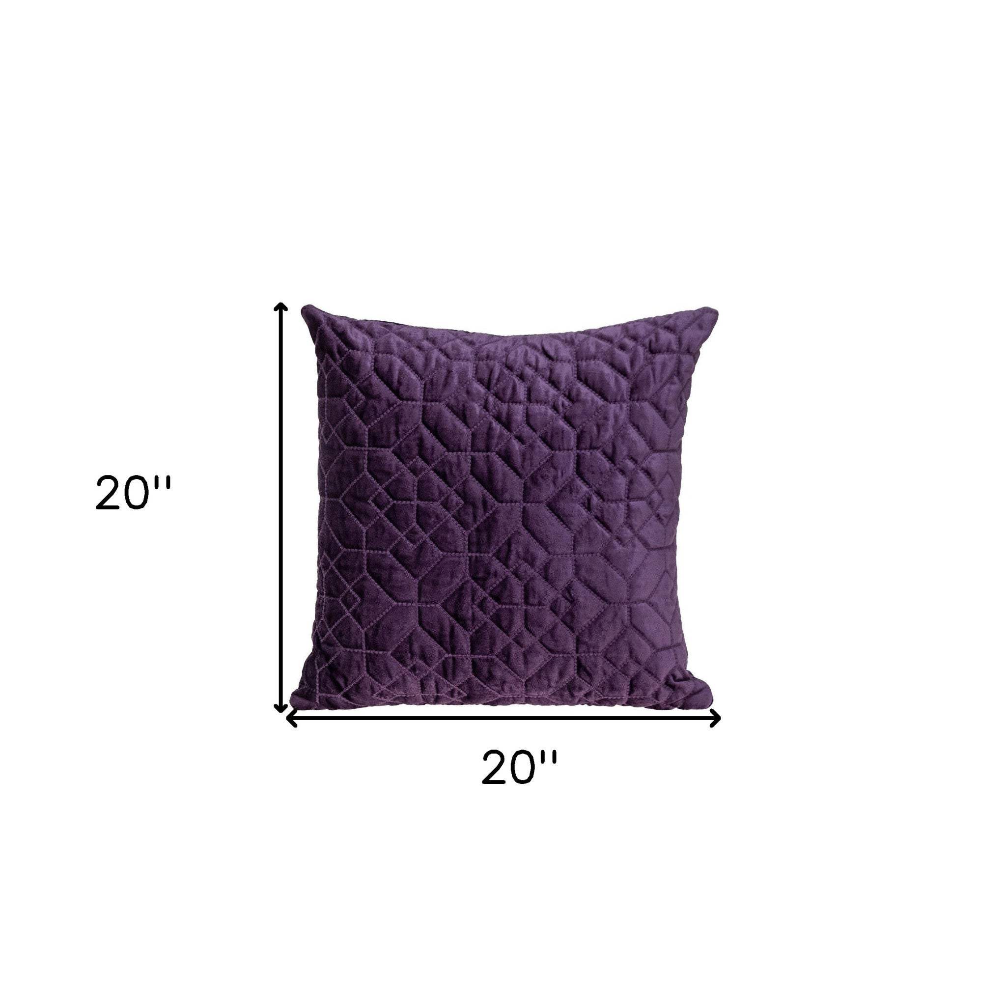 Purple Quilted Velvet Geo Decorative Throw Pillow - Image 3