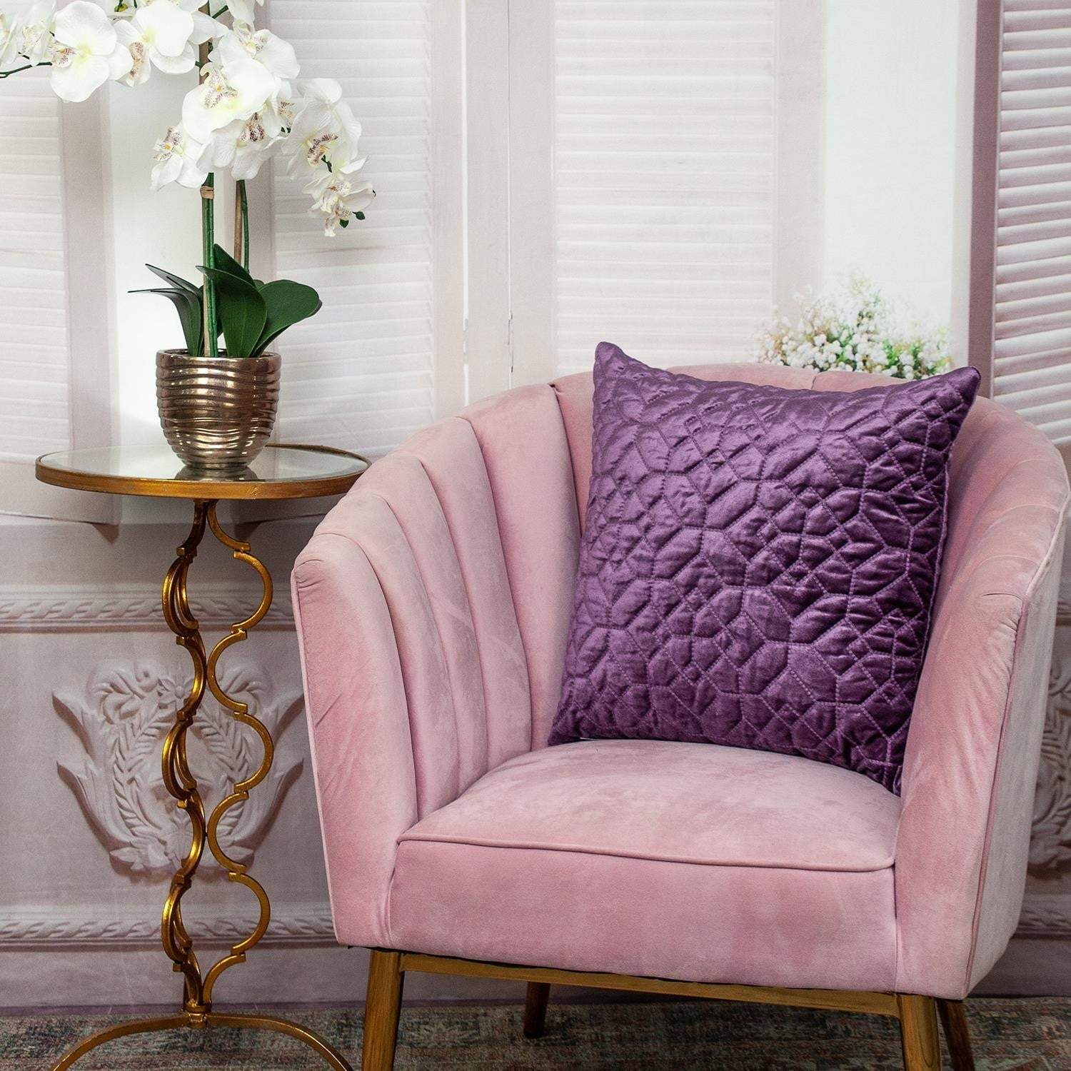 Purple Quilted Velvet Geo Decorative Throw Pillow - Image 8
