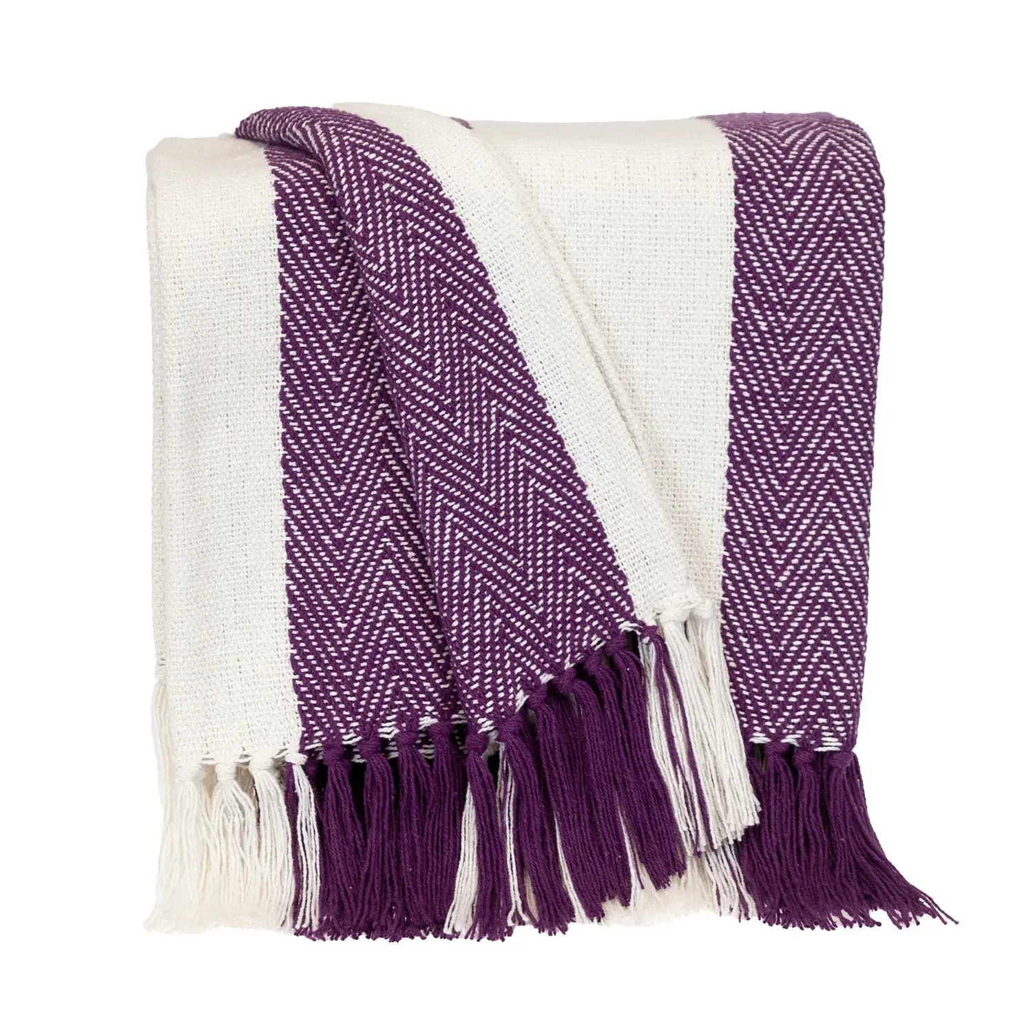Purple Woven Cotton Throw Blanket - Image 3