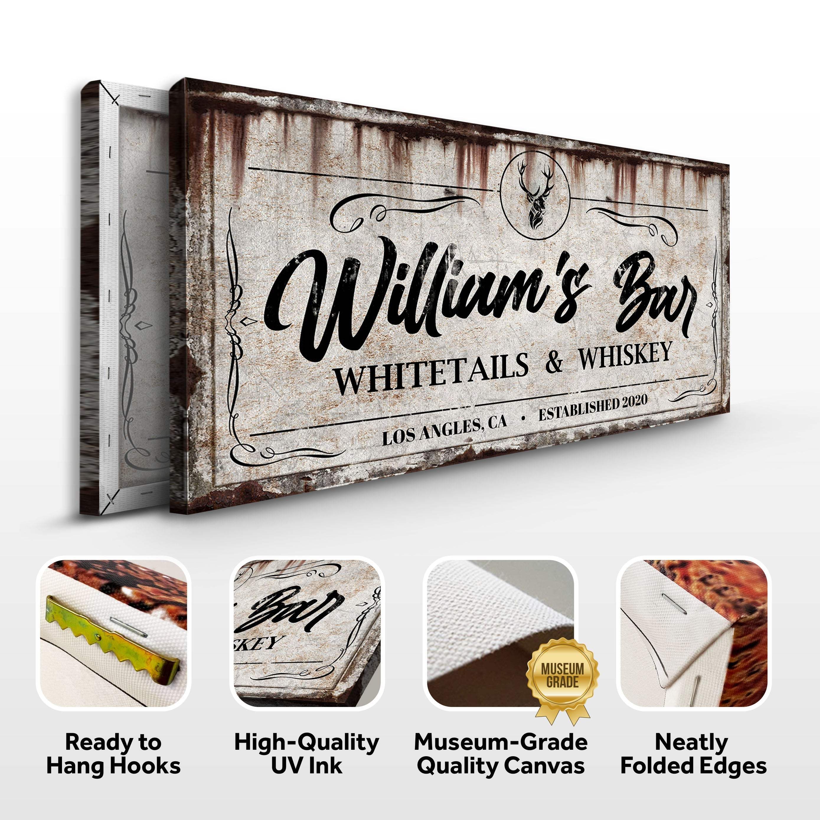 PWhitetails and Whiskey Sign: Perfect for Personalized Basement Bar Sign and Man Cave Wall Decor - Image 2