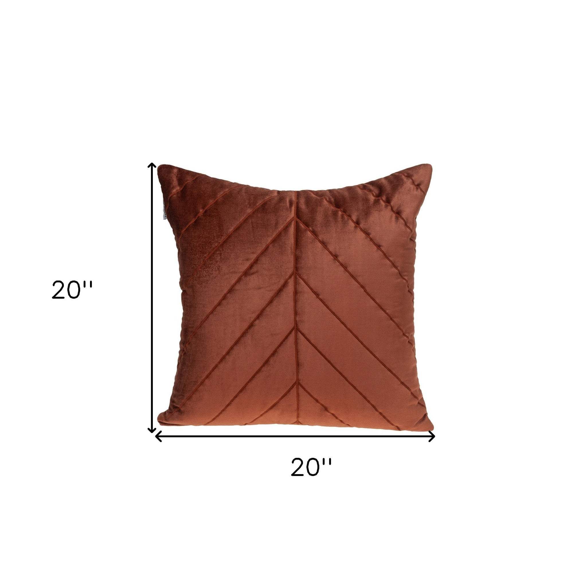 Quilted Velvet Arrows Burnt Orange Decorative Throw Pillow - Image 3