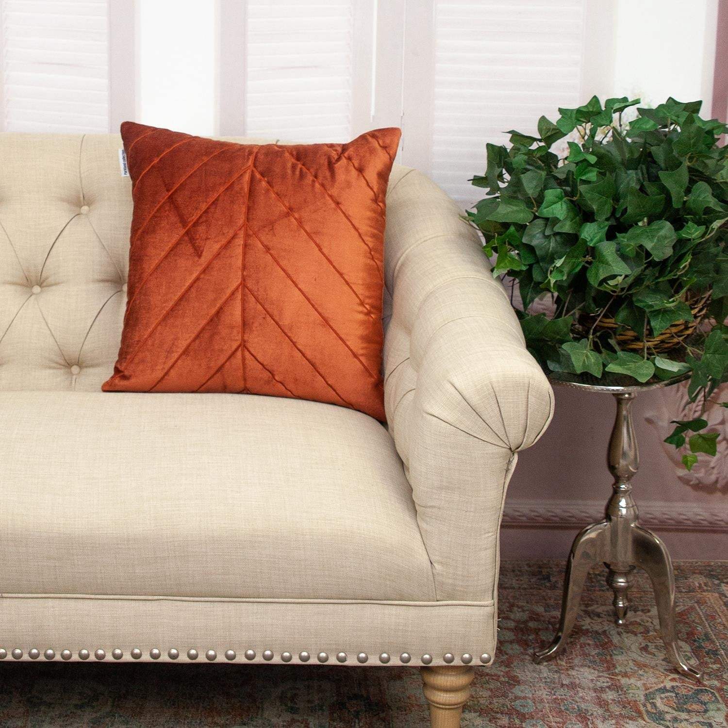 Quilted Velvet Arrows Burnt Orange Decorative Throw Pillow - Image 7
