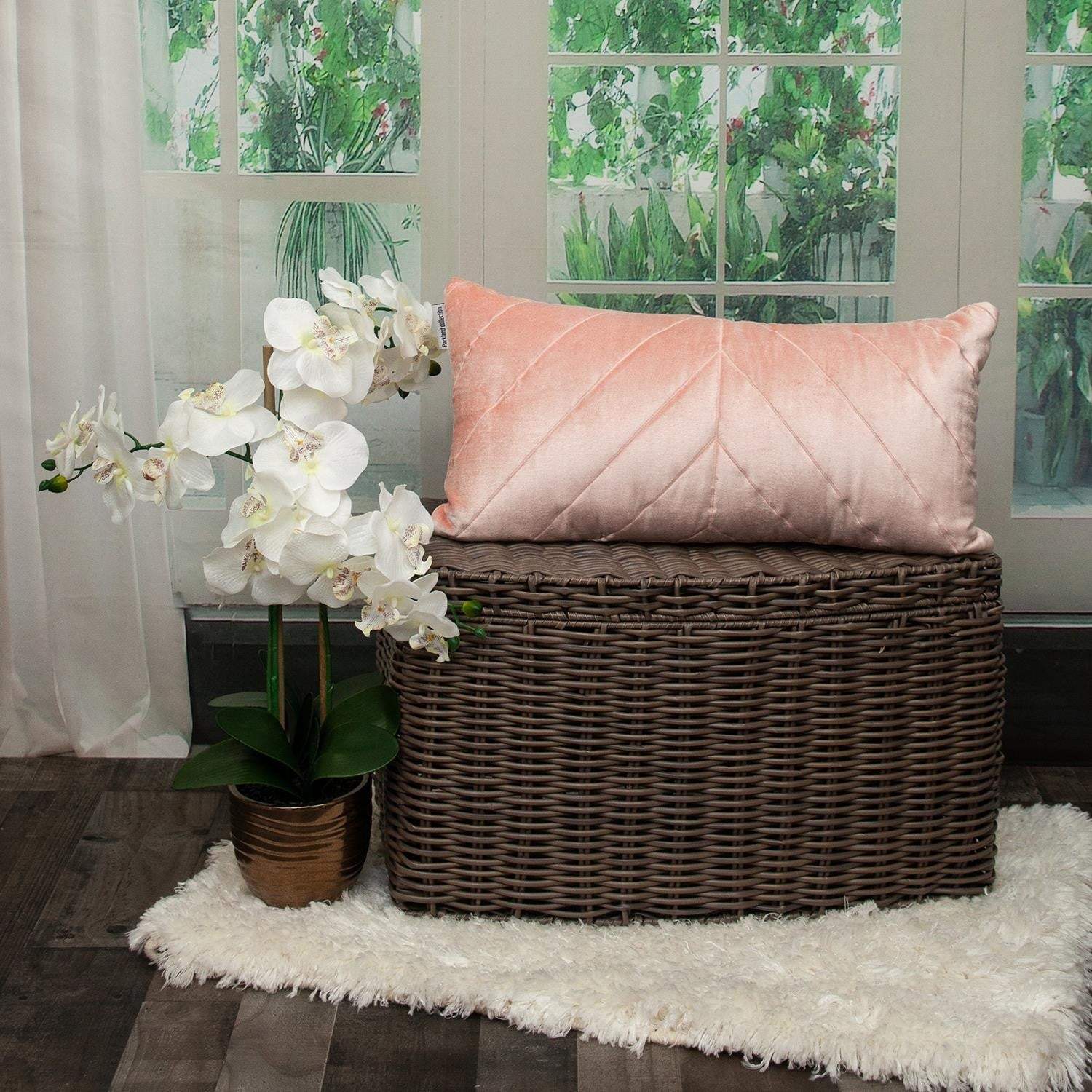 Quilted Velvet Arrows Pink Decorative Lumbar Pillow - Image 6