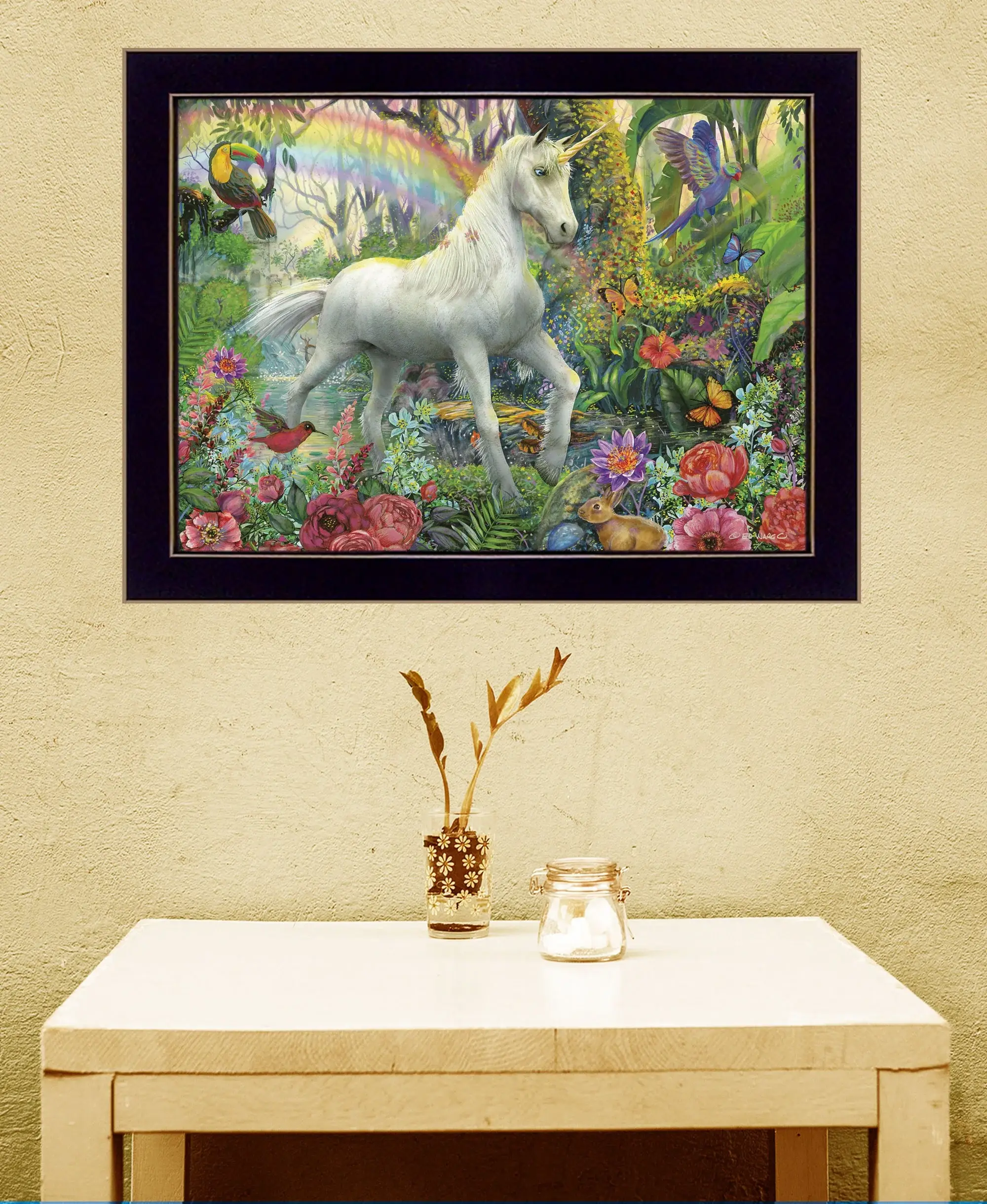 Rainbow Unicorn 1 Black Framed Print Wall Art - Image 5