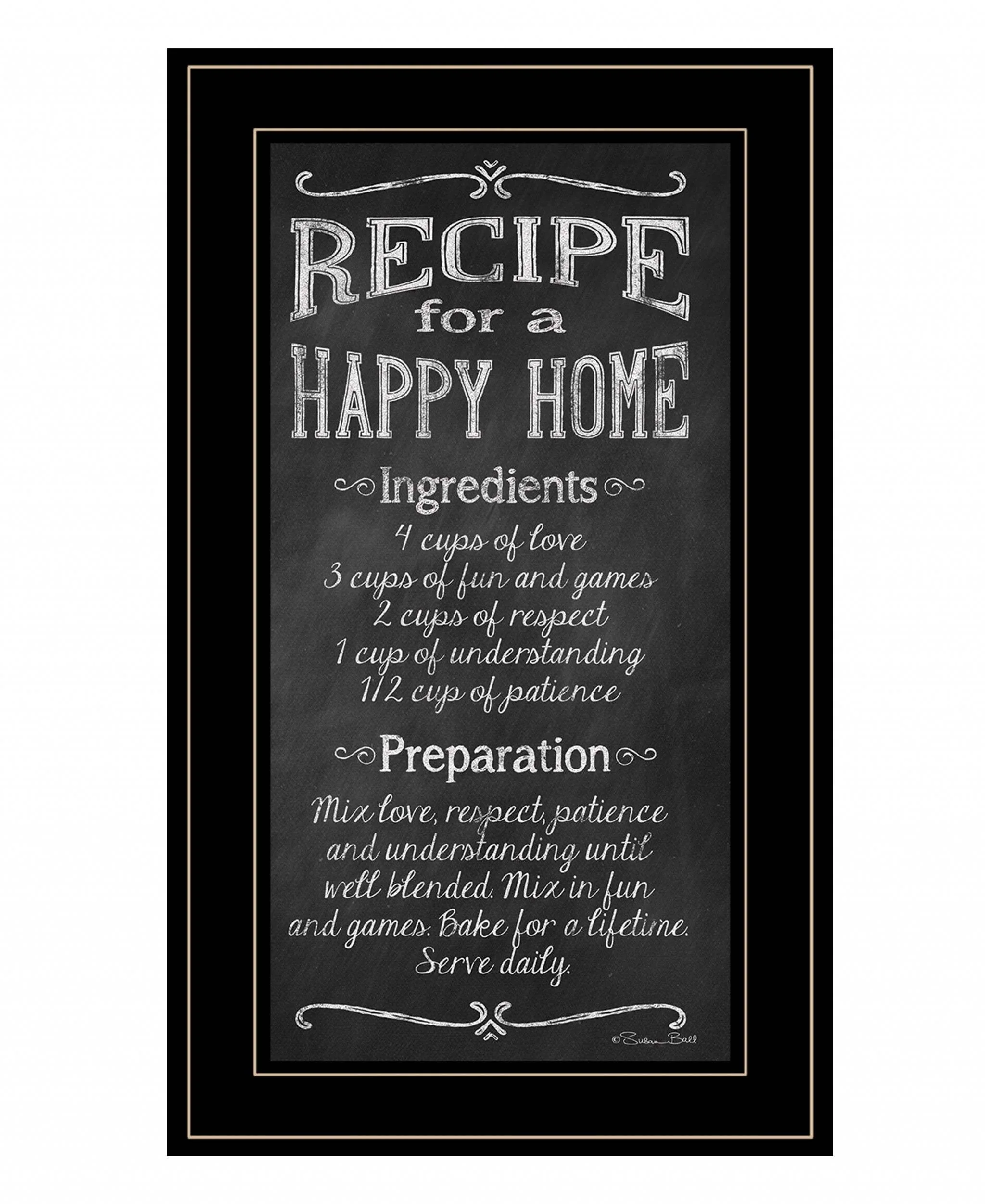 Recipe for a Happy Home 3 Black Framed Print Wall Art - Image 2