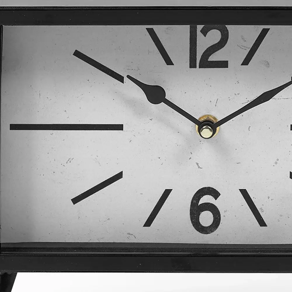 Rectangular Black Metal Desk Table Clock - Image 2