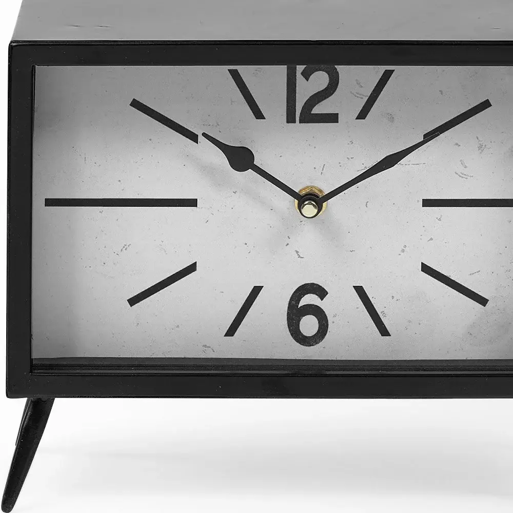 Rectangular Black Metal Desk Table Clock - Image 3
