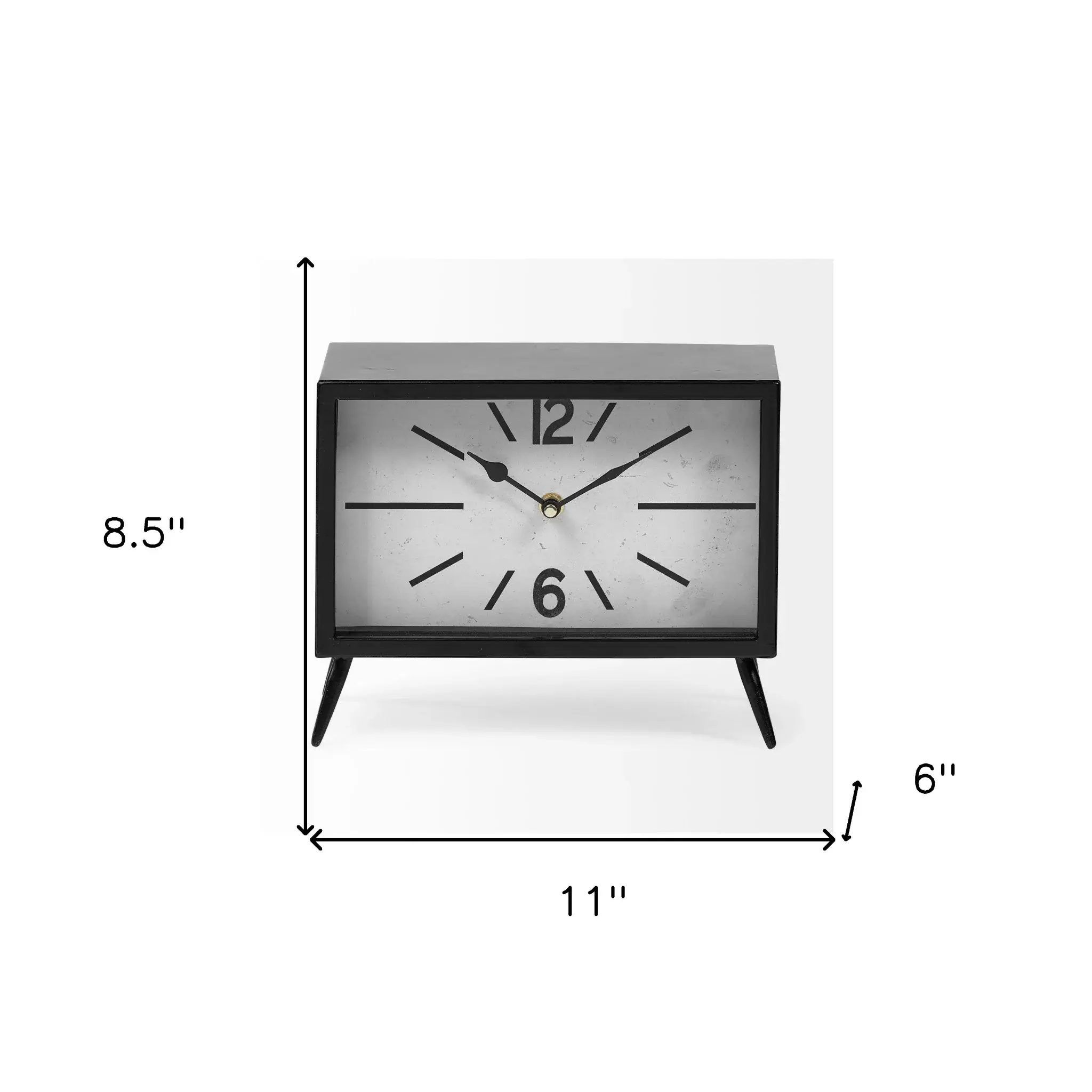 Rectangular Black Metal Desk Table Clock - Image 4