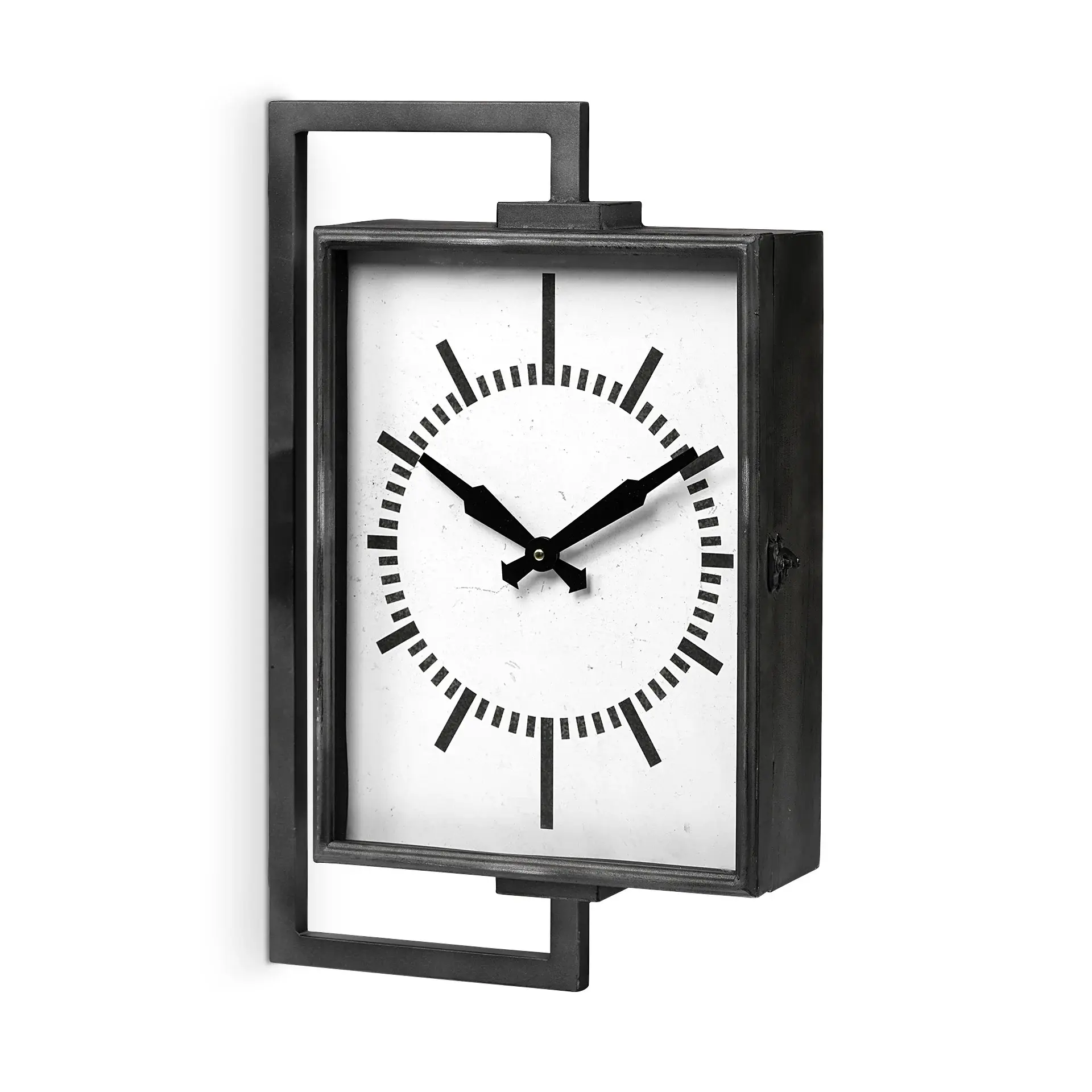 Rectangular Large Black Industrial Style Wall Clock - Image 3