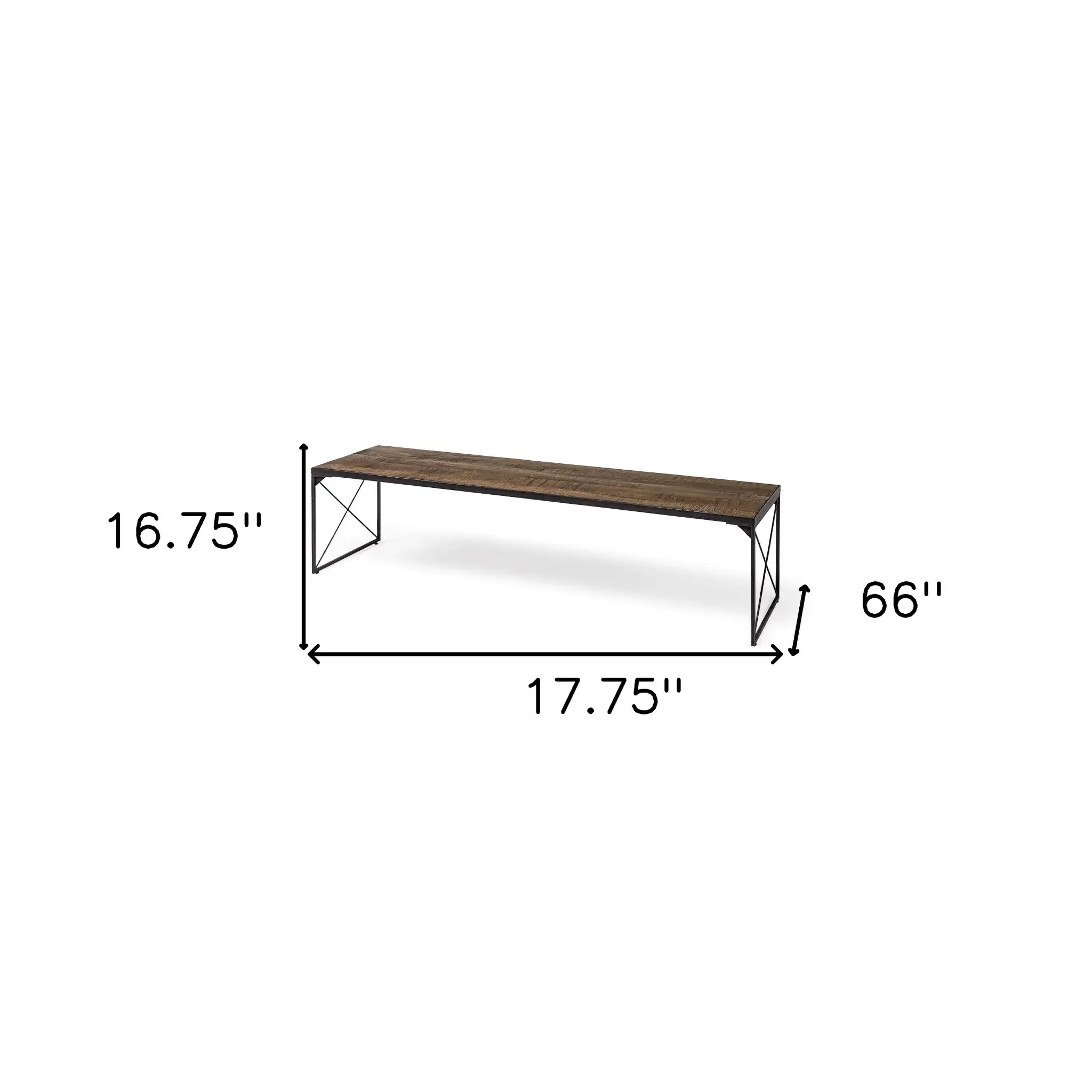Rectangular Mango Woodmedium Brown Top And Black Iron Base Accent Bench - Image 9