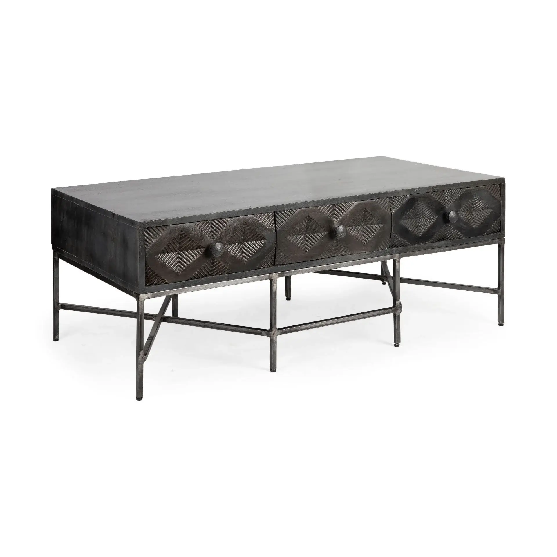 Rectangular Solid Wood Coffee Table W 3 Drawers - Image 2