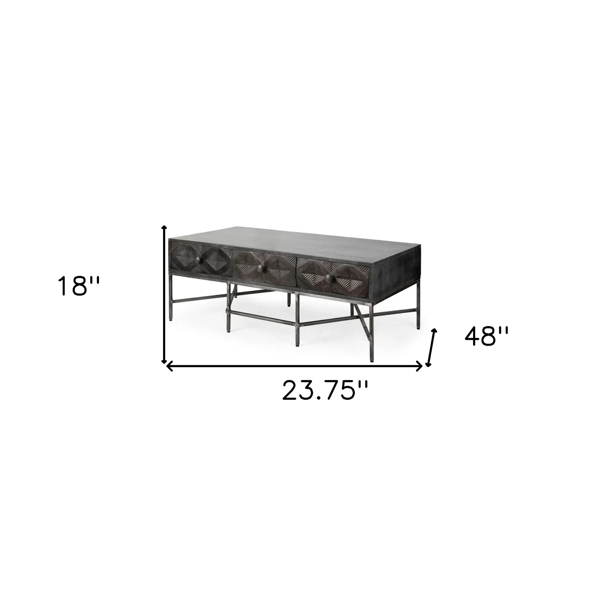 Rectangular Solid Wood Coffee Table W 3 Drawers - Image 5