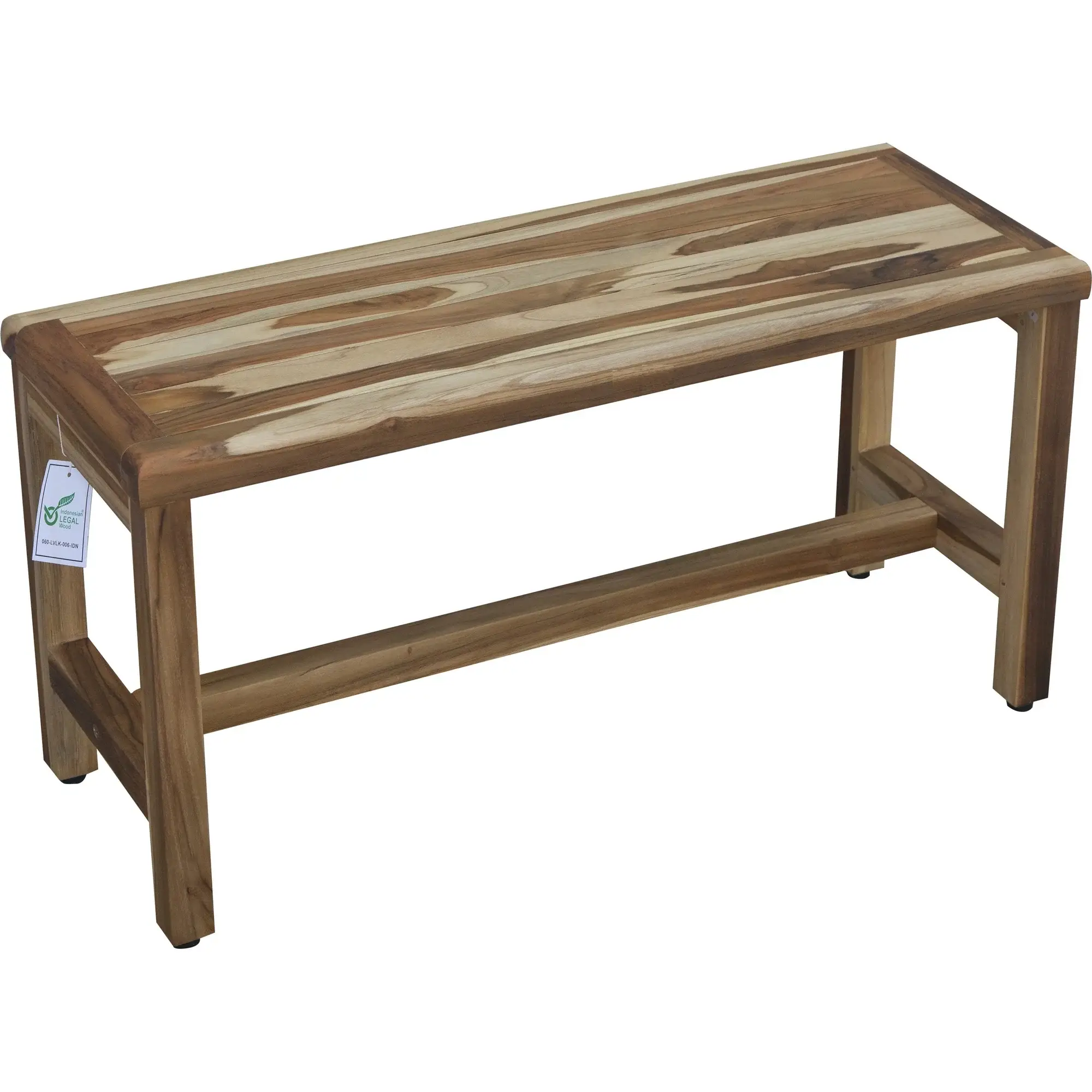 Rectangular Teak Shower Bench In Natural Finish - Image 3