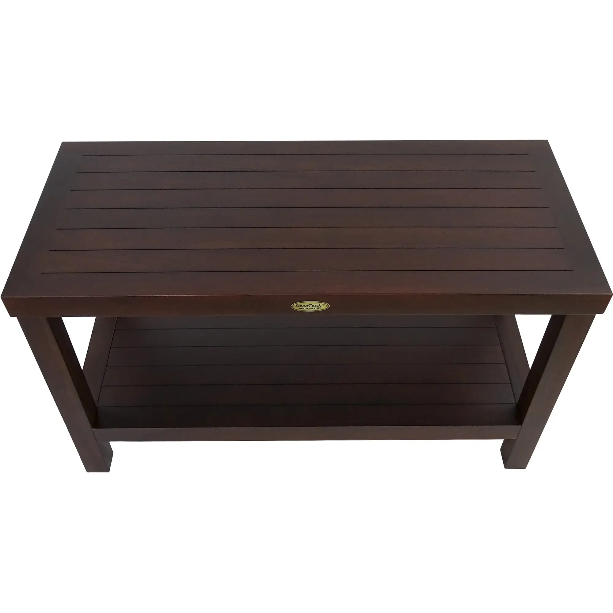 Rectangular Teak Shower Stool Or Bench With Shelf In Brown Finish - Image 2
