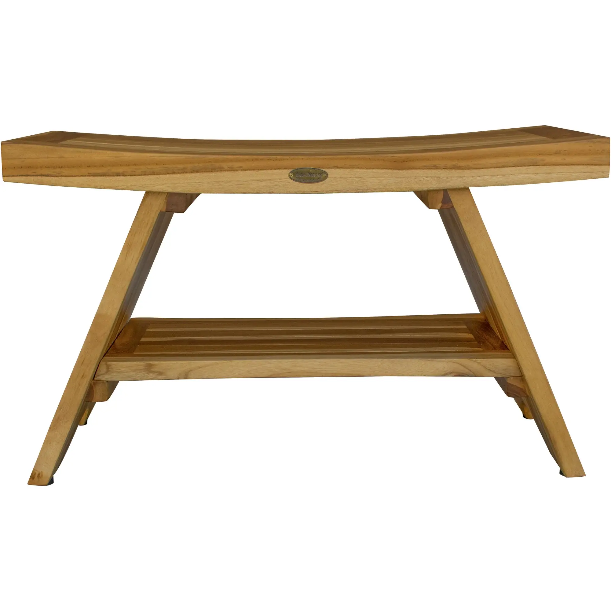 Rectangular Teak Shower Stool Or Bench With Shelf In Natural Finish - Image 4