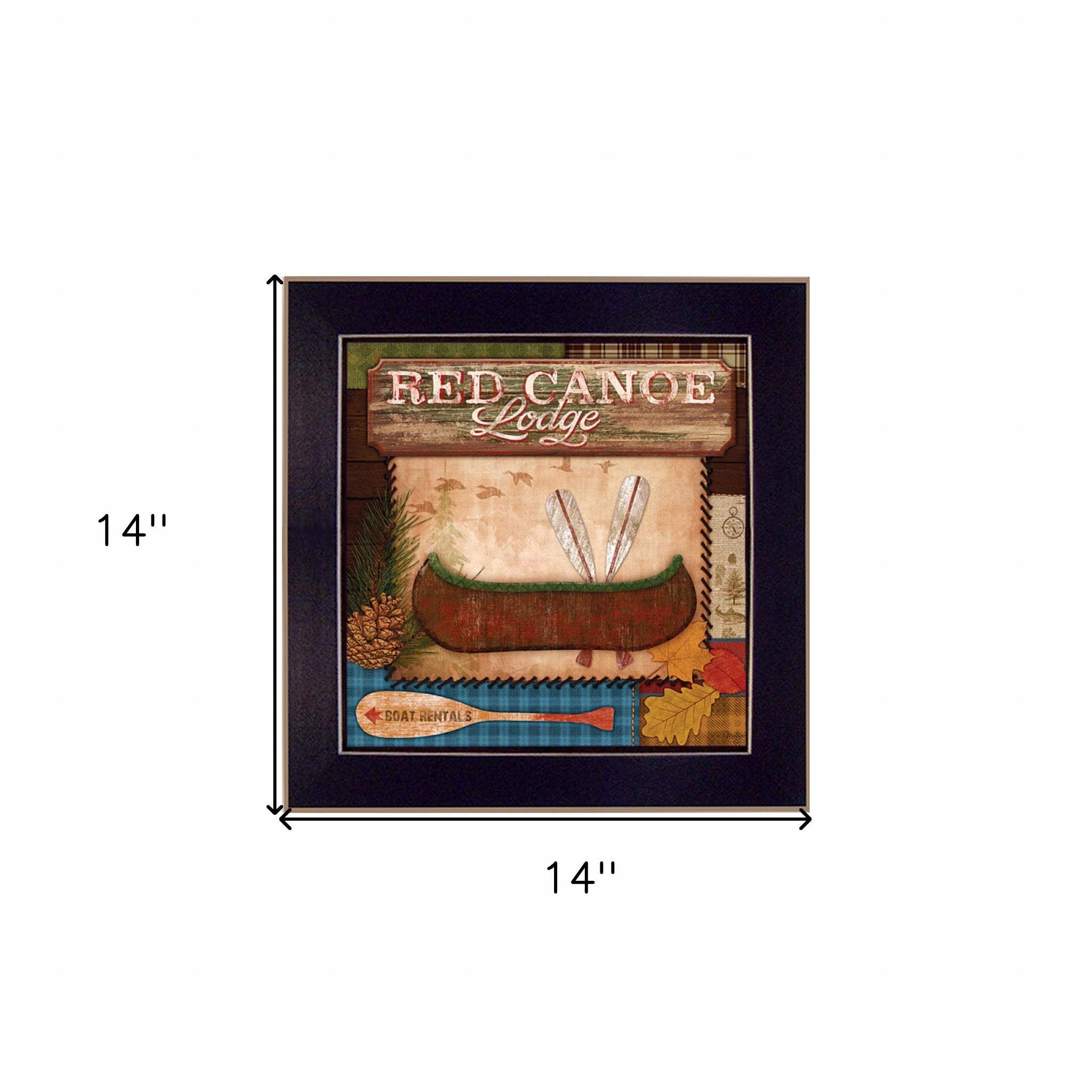 Red Canoe Lodge 1 Black Framed Print Wall Art - Image 6
