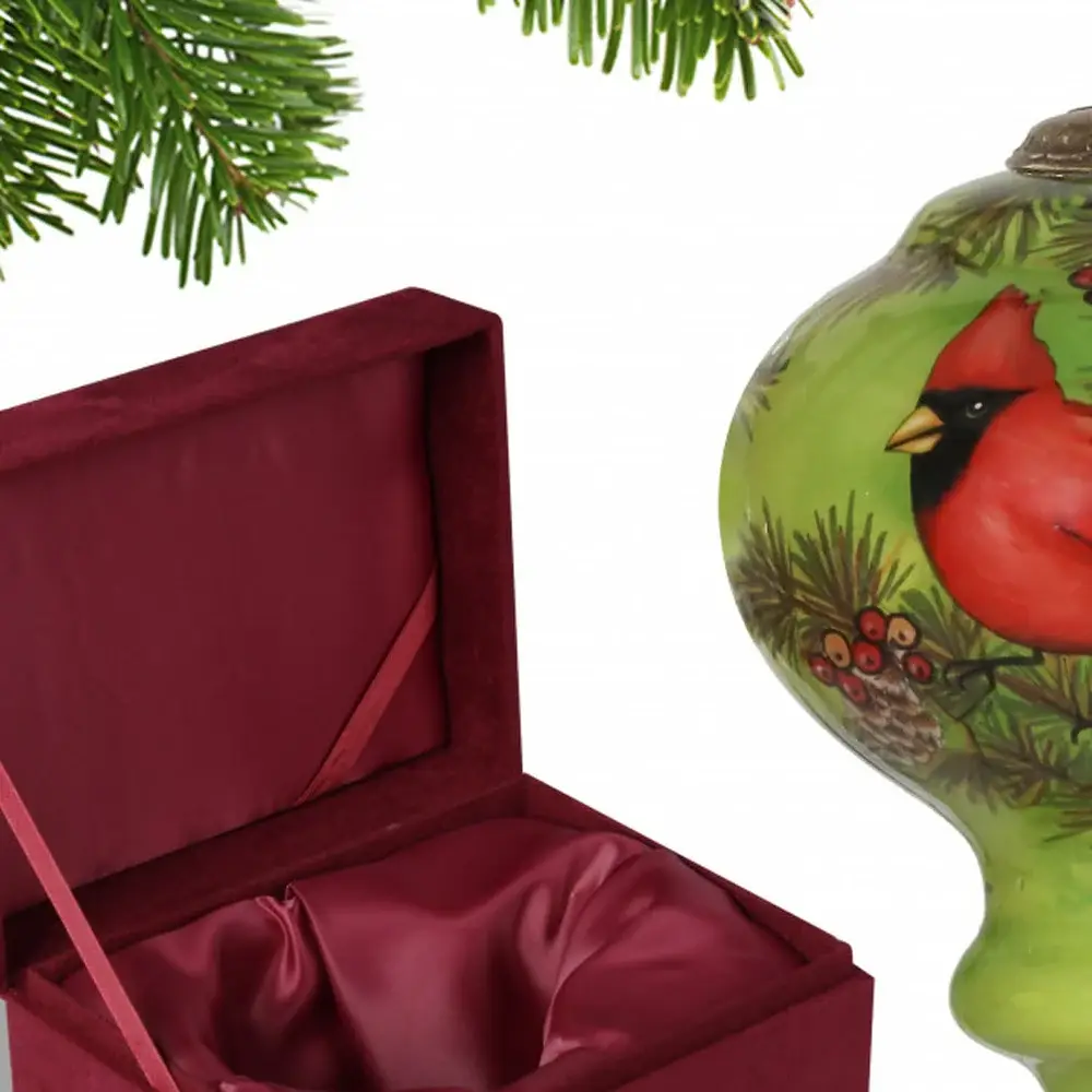 Red Majestic Cardinal Hand Painted Mouth Blown Glass Ornament - Image 4