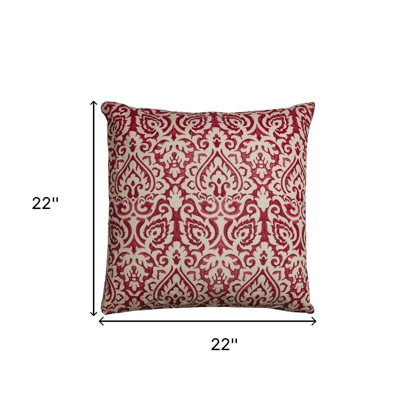 Red Natural Distressed Damask Throw Pillow - Image 3
