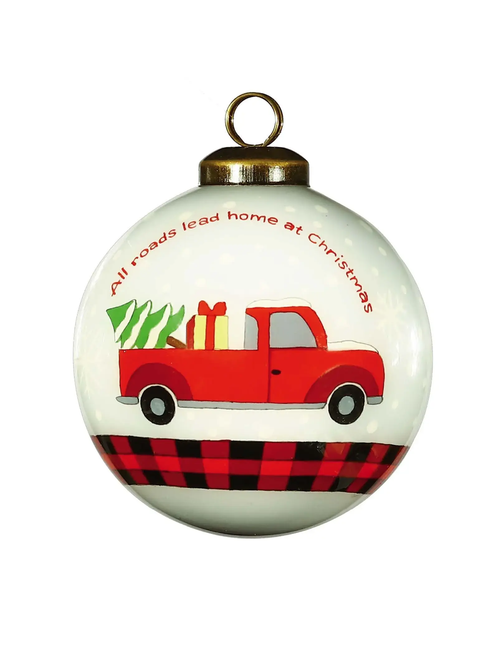 Red Pickup Truck with Presents Hand Painted Mouth Blown Glass Ornament - Image 2