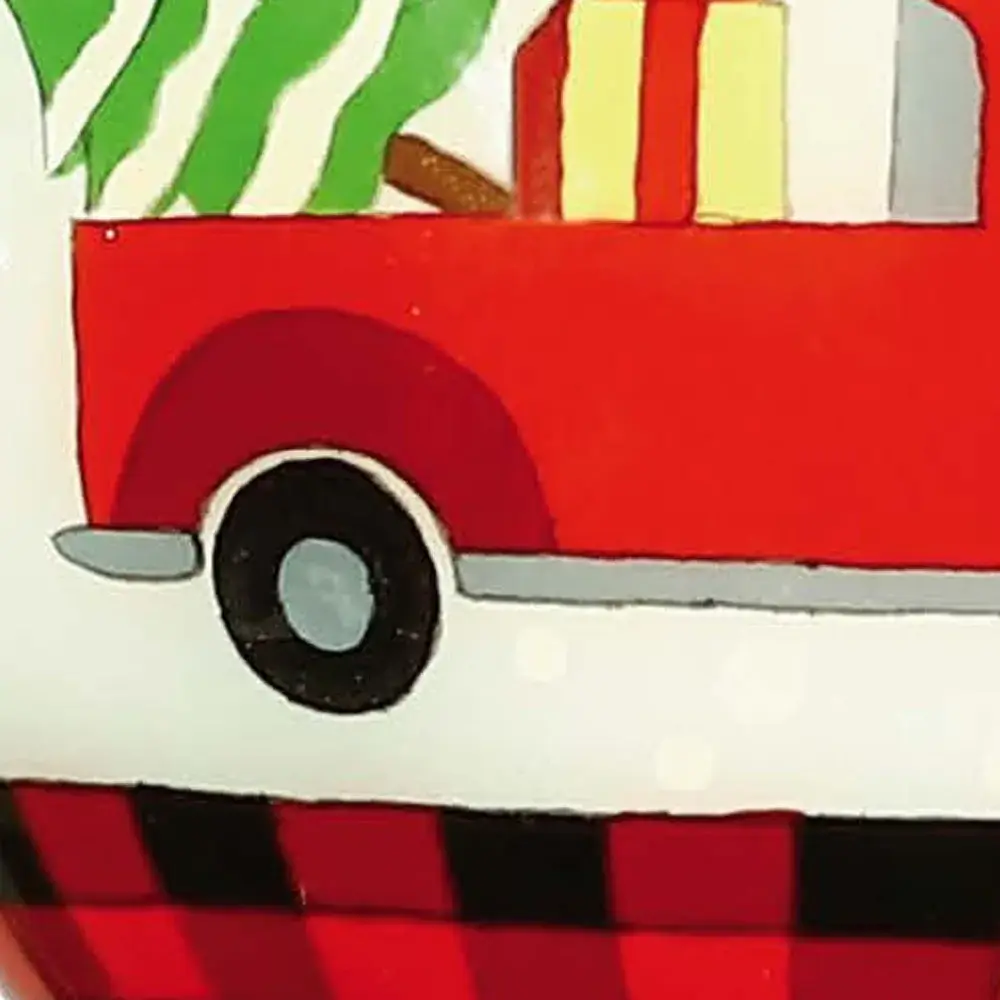 Red Pickup Truck with Presents Hand Painted Mouth Blown Glass Ornament - Image 3