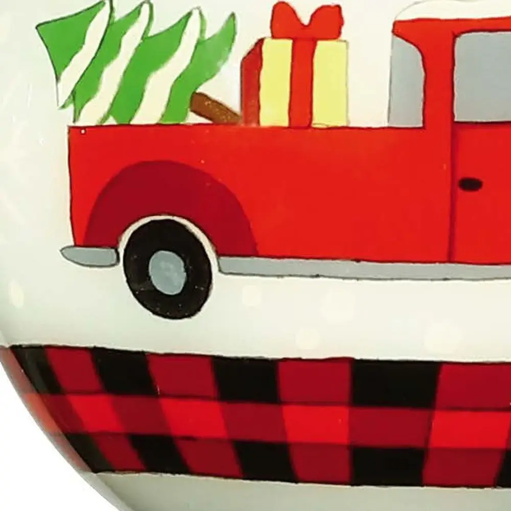 Red Pickup Truck with Presents Hand Painted Mouth Blown Glass Ornament - Image 4