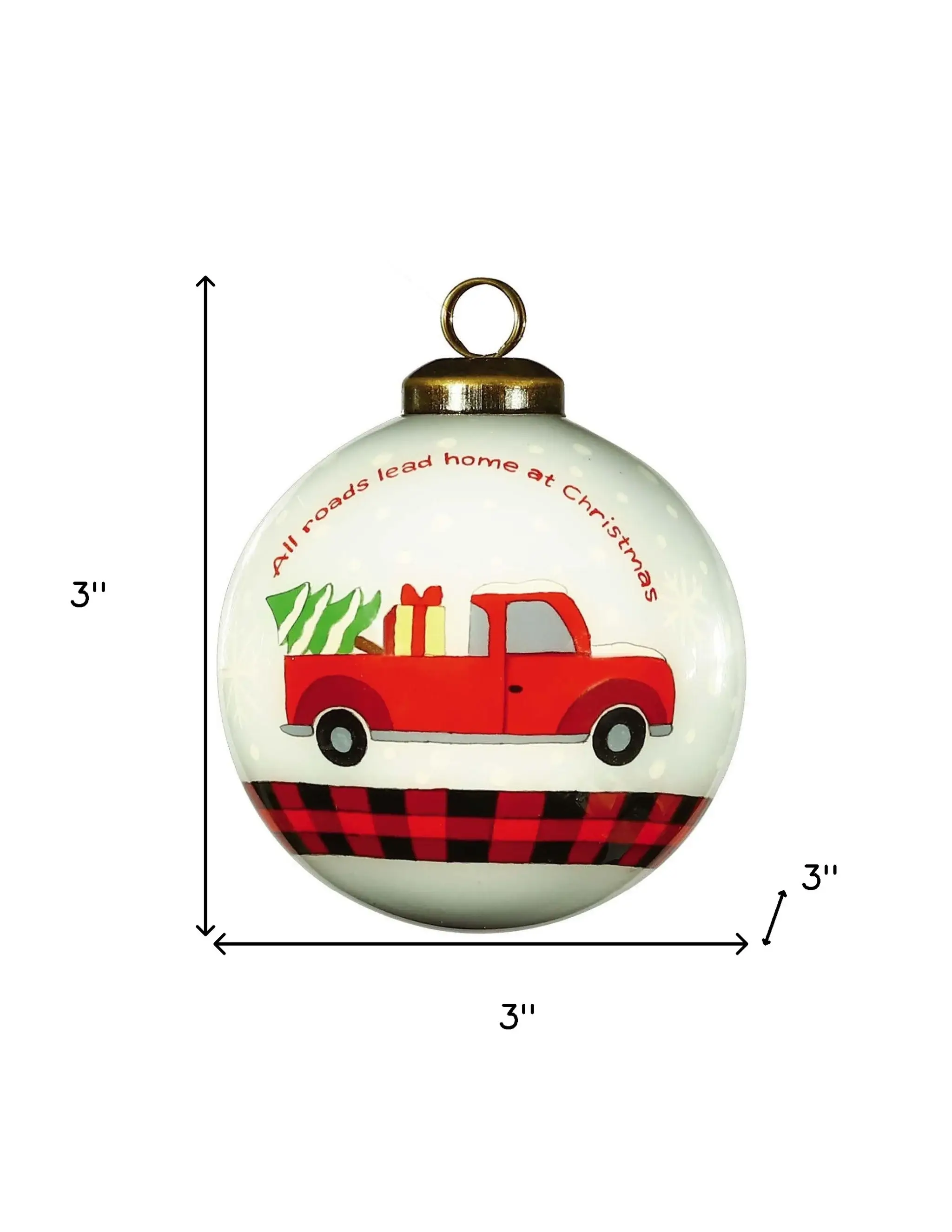 Red Pickup Truck with Presents Hand Painted Mouth Blown Glass Ornament - Image 5