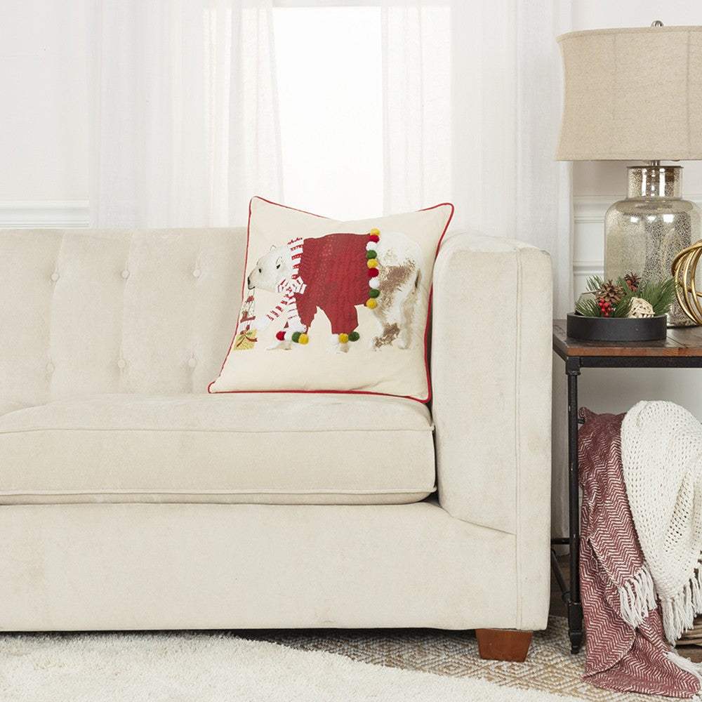 Red Polar Bear Dimensional Throw Pillow - Image 5